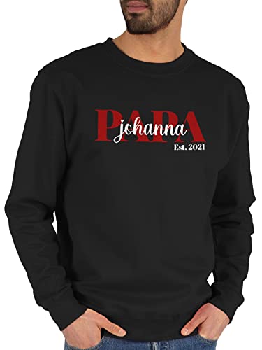 Sweater Pullover Sweatshirt Herren Damen - zum Vatertag - Papa Schriftzug Namen Tochter Sohn Datum - XL - Schwarz - personalisierte Geschenke Vatertagsgeschenk Vater Pulli dad väter Baumwolle von von Geschenk mit Namen personalisiert by Shirtracer