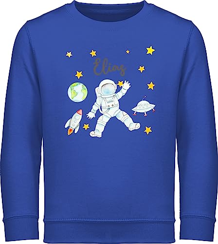 Sweater Sweatshirt Jungen Mädchen Pullover - Weltall - Astronaut Kinder Raumfahrt Weltraum Planet Geschenk - 116 (5/6 Jahre) - Royalblau - Rakete Name Planeten Astronauten NASA von Geschenk mit Namen personalisiert by Shirtracer