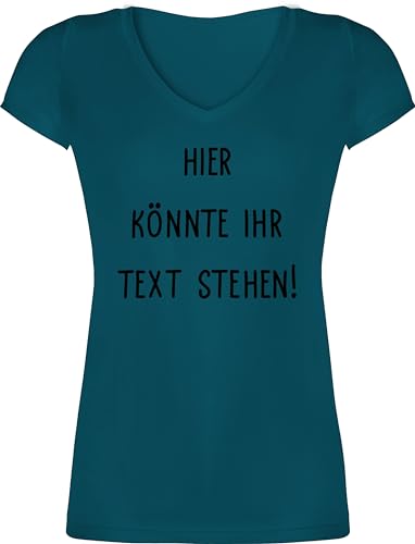 T-Shirt Damen V Ausschnitt - Aufdruck selbst gestalten - Hier könnte Ihr Text Stehen I Eigener Text I Wunschtext I Custom Text - S - Türkis - personalisierte t Shirts 4 zeilen selber Bedrucken T-Shirt Damen V Ausschnitt - Aufdruck selbst gestalten - Hier könnte Ihr Text Stehen I Eigener Text I Wunschtext I Custom Text - S - Türkis - personalisierte t Shirts 4 zeilen selber Bedrucken von Geschenk mit Namen personalisiert by Shirtracer
