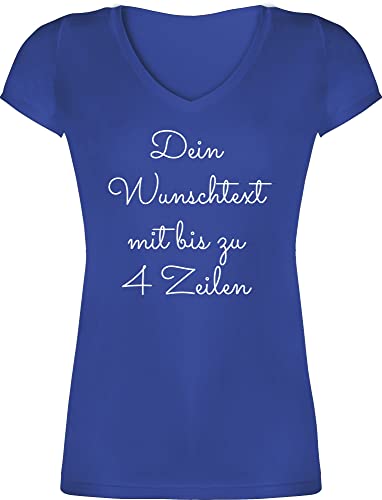 T-Shirt Damen V Ausschnitt - Aufdruck selbst gestalten - Wunschtext I Geschenk personalisiert - XS - Blau - t Shirt zum selber Bedrucken namens-Shirt personalisierte beschriften Shirts t+Shirt+mit von Geschenk mit Namen personalisiert by Shirtracer
