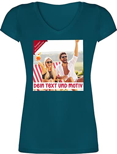 T-Shirt Damen V Ausschnitt - eigenem Bild - Eigenes Foto Geschenk I - XS - Türkis - Shirt selber Machen vorne personalisierte Tshirt selbst drucken Photo t-Shirts t Frauen-Shirt Bedrucken Lassen T-Shirt Damen V Ausschnitt - eigenem Bild - Eigenes Foto Geschenk I - XS - Türkis - Shirt selber Machen vorne personalisierte Tshirt selbst drucken Photo t-Shirts t Frauen-Shirt Bedrucken Lassen von Geschenk mit Namen personalisiert by Shirtracer