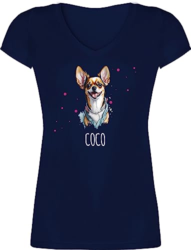 T-Shirt Damen V Ausschnitt - Hunde - Chihuahua - Hundebesitzern Geschenk - S - Dunkelblau - Shirt Hund Hundebesitzer Motiv Tshirt Hunde-Shirt Hunden Shirts Hunde-t-Shirt hundemotiv t von Geschenk mit Namen personalisiert by Shirtracer