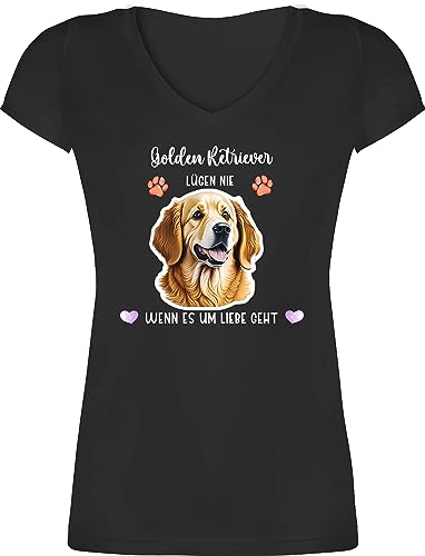 T-Shirt Damen V Ausschnitt - Hunde - Golden Retriever - Geschenk Hundebesitzern - XL - Schwarz - Shirt Hund Hundebesitzer Shirts Hunde-Shirt Hunden t Hunde-t-Shirt hundemotiv Frau personalisiertes T-Shirt Damen V Ausschnitt - Hunde - Golden Retriever - Geschenk Hundebesitzern - XL - Schwarz - Shirt Hund Hundebesitzer Shirts Hunde-Shirt Hunden t Hunde-t-Shirt hundemotiv Frau personalisiertes von Geschenk mit Namen personalisiert by Shirtracer