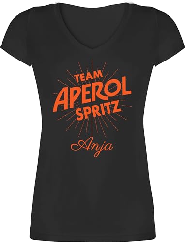 T-Shirt Damen V Ausschnitt - Karneval Kostüm Fasching - Team Aperol Spritz mit Name I Mädelsabend JGA Mallorca Mädelsausflug - XXL - Schwarz - Karnevals personalisierte Tshirt Faschings Shirt T-Shirt Damen V Ausschnitt - Karneval Kostüm Fasching - Team Aperol Spritz mit Name I Mädelsabend JGA Mallorca Mädelsausflug - XXL - Schwarz - Karnevals personalisierte Tshirt Faschings Shirt von Geschenk mit Namen personalisiert by Shirtracer