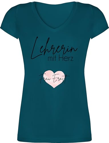 T-Shirt Damen V Ausschnitt - Lehrerin mit Herz mit Name | Dankeschön Geschenk Lehrerin Abschied Geschenke Lehrerinnen Abschiedsgeschenk Schule - L - Türkis - Teacher für Shirt lehrerinen Fuer t T-Shirt Damen V Ausschnitt - Lehrerin mit Herz mit Name | Dankeschön Geschenk Lehrerin Abschied Geschenke Lehrerinnen Abschiedsgeschenk Schule - L - Türkis - Teacher für Shirt lehrerinen Fuer t von Geschenk mit Namen personalisiert by Shirtracer