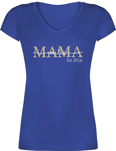 T-Shirt Damen V Ausschnitt - Mutti Mama Mom Geschenk zum Muttertag - L - Blau - personalisierte Tshirt Geschenke für mütter Mutter Shirt mutterzagsgeschenke est Shirts muttertasgsgeschenke Name t von Geschenk mit Namen personalisiert by Shirtracer