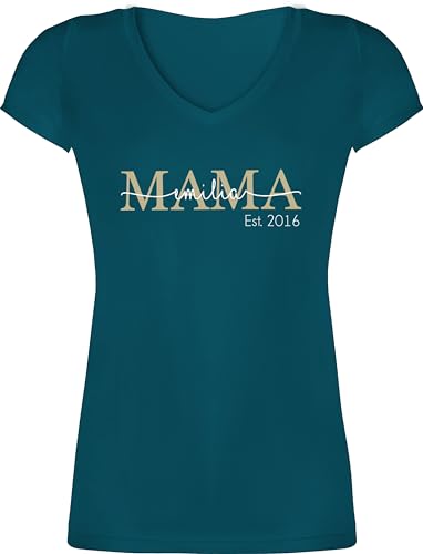 T-Shirt Damen V Ausschnitt - Mutti Mama Mom Geschenk zum Muttertag - L - Türkis - Mutter Tage Shirt personalisierte Geschenke für mütter mutertagsgeschenke muttertaggeschenke von Geschenk mit Namen personalisiert by Shirtracer