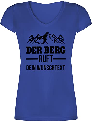T-Shirt Damen V Ausschnitt - Wandern - Der Berg Ruft - Geschenk Berge - M - Blau - Wanderer Bergen Tshirt Wander bergmotiv Shirt Wunschname Ruft, Shirts + wunschtext t von Geschenk mit Namen personalisiert by Shirtracer