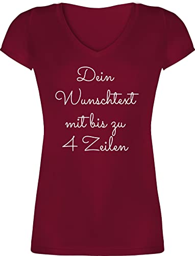 T-Shirt Damen V Ausschnitt - Aufdruck selbst gestalten - Wunschtext I Geschenk personalisiert - 3XL - Bordeauxrot - t Shirt zum selber Bedrucken namens-Shirt personalisierte beschriften Shirts von Geschenk mit Namen personalisiert by Shirtracer