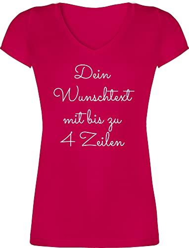 T-Shirt Damen V Ausschnitt - Aufdruck selbst gestalten - Wunschtext I Geschenk personalisiert - S - Fuchsia - t Shirt zum selber Bedrucken namens-Shirt personalisierte beschriften Shirts t+Shirt+mit von Geschenk mit Namen personalisiert by Shirtracer