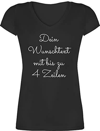 T-Shirt Damen V Ausschnitt - Aufdruck selbst gestalten - Wunschtext I Geschenk personalisiert - XXL - Schwarz - t Shirt zum selber Bedrucken namens-Shirt personalisierte beschriften Shirts von Geschenk mit Namen personalisiert by Shirtracer