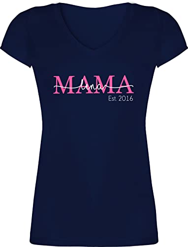 T-Shirt Damen V Ausschnitt - Mama Mom Mutti Geschenk zum Muttertag - S - Dunkelblau - Tshirt Geschenke für mütter Mutter Sohn Shirt personalisierte mutterzagsgeschenke est t-Shirts t von Geschenk mit Namen personalisiert by Shirtracer