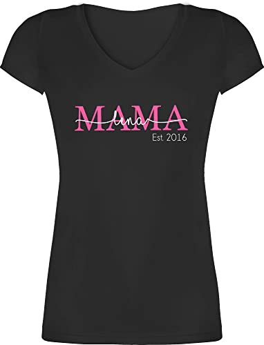 T-Shirt Damen V Ausschnitt - Mama Mom Mutti Geschenk zum Muttertag - XL - Schwarz - Tshirt Geschenke für mütter Mutter Sohn Shirt personalisierte mutterzagsgeschenke est t-Shirts t von Geschenk mit Namen personalisiert by Shirtracer