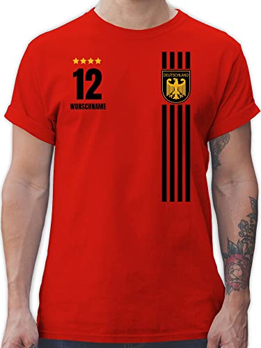 T-Shirt Herren - 2024 Fussball EM Fanartikel - Deutschland Germany Trikot Style - 3XL - Rot - Team Shirt Tshirt fußball wm t Shirts Fan Europa t-Shirts 24 männer Deutschland. t-schirt von Geschenk mit Namen personalisiert by Shirtracer