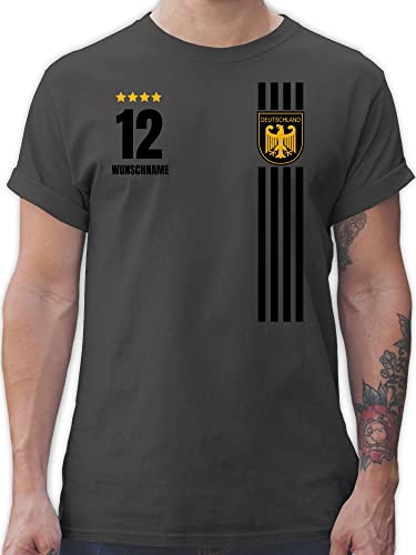 T-Shirt Herren - 2024 Fussball EM Fanartikel - Deutschland Germany Trikot Style - XXL - Dunkelgrau - Deutschland. Tshirt fußball wm Team t Shirts Fan 24 Shirt Europa t-schirt männer Bundesadler von Geschenk mit Namen personalisiert by Shirtracer