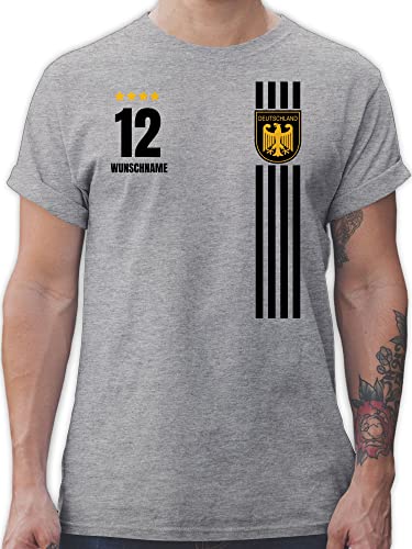 T-Shirt Herren - 2024 Fussball EM Fanartikel - Deutschland Germany Trikot Style - XXL - Grau meliert - Deutschland-Fanartikel t-Shirts Tshirt Fan fußball wm 24 Bundesadler Shirts männer Europa von Geschenk mit Namen personalisiert by Shirtracer