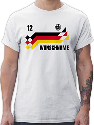 T-Shirt Herren - 2024 Fussball EM Fanartikel - Deutschland Trikot mit Name und Nummer Germany - 5XL - Weiß - Shirt fußball Deutschland. Tshirt wm Flagge t Europa Fan männer Wunschname von Geschenk mit Namen personalisiert by Shirtracer