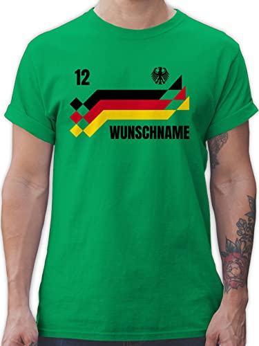 T-Shirt Herren - 2024 Fussball EM Fanartikel - Deutschland Trikot mit Name und Nummer Germany - XL - Grün - Deutschland. Shirt Tshirt Fan fußball wm männer 24 Flagge t Europa Wunschname von Geschenk mit Namen personalisiert by Shirtracer