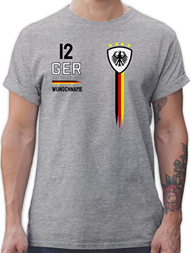 T-Shirt Herren - 2024 Fussball EM Fanartikel - Deutschland WM Trikot Farben - 3XL - Grau meliert - Trikots Tshirt fußball Shirts männer Fan Europa t Shirt 24 Herren-Shirt Deutschland-Fanartikel von Geschenk mit Namen personalisiert by Shirtracer