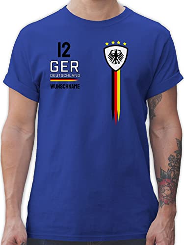 T-Shirt Herren - 2024 Fussball EM Fanartikel - Deutschland WM Trikot Farben - 5XL - Royalblau - Deutschland-Trikot t- Shirt Deutschland-t-Shirt Tshirt für fußball Fussball-wm deutschlandtrikot von Geschenk mit Namen personalisiert by Shirtracer