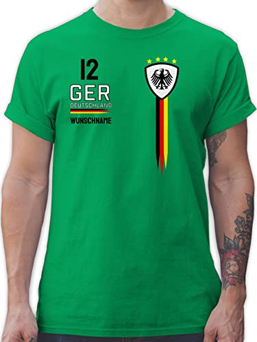 T-Shirt Herren - 2024 Fussball EM Fanartikel - Deutschland WM Trikot Farben - L - Grün - Shirt männer fußball t Shirts Fan Tshirt Herren-Shirt Trikots personalisierte Deutschland-Fanartikel von Geschenk mit Namen personalisiert by Shirtracer