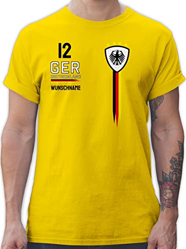 T-Shirt Herren - 2024 Fussball EM Fanartikel - Deutschland WM Trikot Farben - S - Gelb - Tshirt Fan fußball 24 Shirt männer t personalisierte Shirts Deutschland-Fanartikel Europa Germany von Geschenk mit Namen personalisiert by Shirtracer