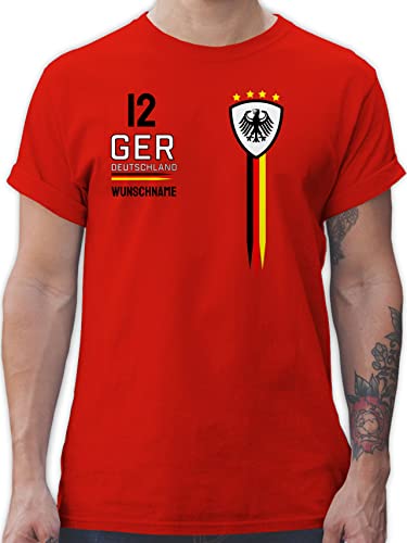 T-Shirt Herren - 2024 Fussball EM Fanartikel - Deutschland WM Trikot Farben - S - Rot - Deutschland. Tshirt fußball fußball. Germany Shirt Deutschland-t-Shirt Fan Europa Name Herren-Shirt von Geschenk mit Namen personalisiert by Shirtracer