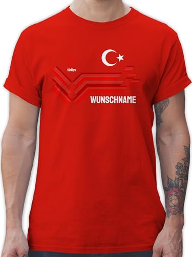 T-Shirt Herren - 2024 Fussball EM Fanartikel - Personalisierbares Türkei Motiv Trikot | Individuelles Türkiye Design mit Wappen und Landesfarben | Mit eigenem Namen | Turkey - XXL - Rot von Geschenk mit Namen personalisiert by Shirtracer
