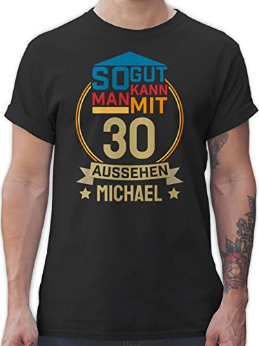 T-Shirt Herren - 30. Geburtstag - So gut kann Man mit 30 Aussehen - zum Dreißigsten - Gold blau - L - Schwarz - Geschenke Mann 30.Geburtstag Shirt lustige dreißig Tshirt 30iger t 30th Birthday von Geschenk mit Namen personalisiert by Shirtracer