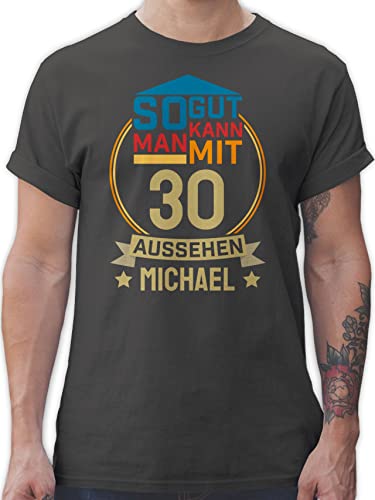 T-Shirt Herren - 30. Geburtstag - So gut kann Man mit 30 Aussehen - zum Dreißigsten - Gold blau - XXL - Dunkelgrau - dreißig t Shirt 30.Geburtstag Geschenke für Jahre Geb Name von Geschenk mit Namen personalisiert by Shirtracer