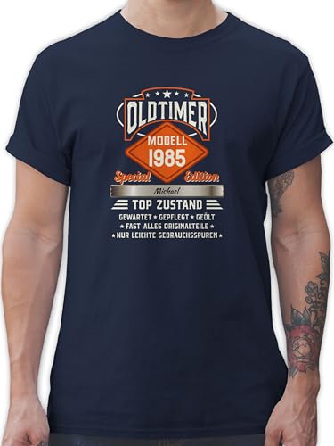 T-Shirt Herren - 40. Geburtstag - Oldtimer Special Vintage 1985 mit Name - 3XL - Navy Blau - Tshirt zum 40 1983 für männer Jahre .Geburtstag 40.Geburtstag Modell Shirt 40+Geburtstag+Geschenk von Geschenk mit Namen personalisiert by Shirtracer