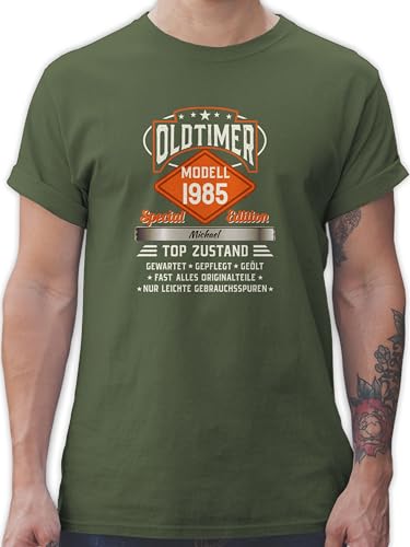 T-Shirt Herren - 40. Geburtstag - Oldtimer Special Vintage 1985 mit Name - L - Army Grün - Tshirt zum 40 1983 für männer Jahre .Geburtstag 40.Geburtstag Modell Shirt 40+Geburtstag+Geschenk von Geschenk mit Namen personalisiert by Shirtracer