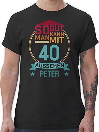 T-Shirt Herren - 40. Geburtstag - So gut kann Man mit 40 Aussehen zum Vierzigsten. - rot/blau - XL - Schwarz - Name Tshirt Geschenke t Shirts männer 40+Geburtstag+Geschenk Tshirts Geburstag Mann von Geschenk mit Namen personalisiert by Shirtracer