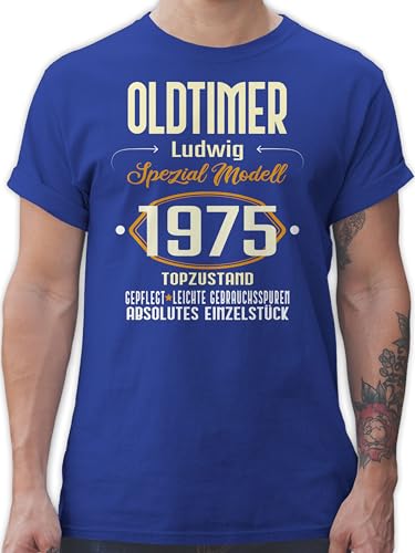 T-Shirt Herren - 50. Geburtstag - Oldtimer Spezial Modell 1975 - zum Fünfzigsten - eigener Name - hell - 3XL - Royalblau - Tshirt 50 50er fünfziger 1973 für männer Mann personalisierte Jahre von Geschenk mit Namen personalisiert by Shirtracer