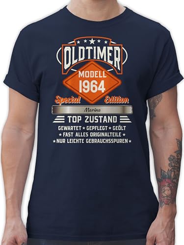 T-Shirt Herren - 60. Geburtstag - Oldtimer Special Vintage 1964 mit Name - 4XL - Navy Blau - sechzigern 1963 Shirt Tshirt 60.Geburtstag 60 1962 Mann sechzig Jahrgang zum Geschenk+zum+60+Geburtstag von Geschenk mit Namen personalisiert by Shirtracer