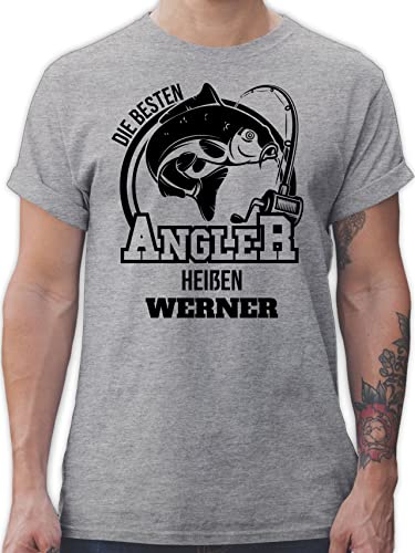 T-Shirt Herren - Angeln - Angler Geschenk - 5XL - Grau meliert - Angel Geschenke Name Shirts männer Tshirt Bilder angelzubehör Shirt Fisch t Geschenk+für+Angler personalisierte Sachen für von Geschenk mit Namen personalisiert by Shirtracer