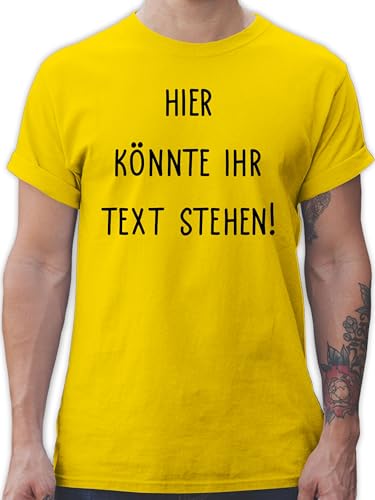 T-Shirt Herren - Aufdruck selbst gestalten - Hier könnte Ihr Text Stehen - XXL - Gelb - Tshirt beschriften Bedrucken drucken Lassen individuellen Druck selber erstellen eigener Schriftzug von Geschenk mit Namen personalisiert by Shirtracer