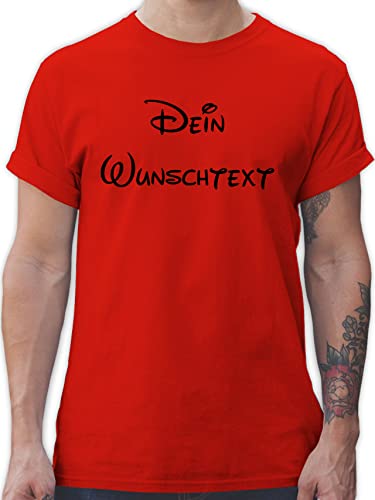 T-Shirt Herren - Aufdruck selbst gestalten - Wunschtext - 5XL - Rot - Text Bedrucken eigenem Wunsch freitext zum peronaliertes Name: individuell konfiguriertem selbstgestalten beschriftet von Geschenk mit Namen personalisiert by Shirtracer