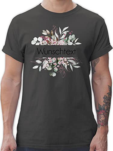 T-Shirt Herren - Aufdruck selbst gestalten - Wunschtext I Geschenk personalisiert I Geschenk Weihnachten - 4XL - Dunkelgrau - Tshirt selber Bedrucken personalisierte Blume Shirt Bedruckte t-Shirts von Geschenk mit Namen personalisiert by Shirtracer