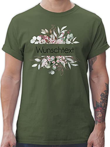 T-Shirt Herren - Aufdruck selbst gestalten - Wunschtext I Geschenk personalisiert I Geschenk Weihnachten - L - Army Grün - Tshirt selber Bedrucken personalisierte Blume Shirt Bedruckte t-Shirts von Geschenk mit Namen personalisiert by Shirtracer