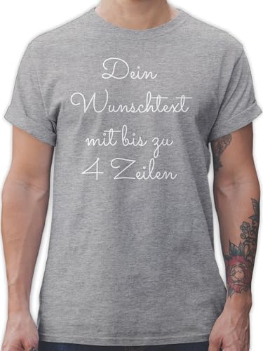 T-Shirt Herren - Aufdruck selbst gestalten - Wunschtext I Geschenk personalisiert - L - Grau meliert - personalisierte Tshirts Tshirt selber Bedrucken 4 zeilen beschriften Shirt Personalisieren von Geschenk mit Namen personalisiert by Shirtracer