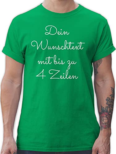 T-Shirt Herren - Aufdruck selbst gestalten - Wunschtext - L - Grün - Text schreiben Tshirt Bedrucken Lassen, personalisierbar own Name beschriftbar bedruckbare Bedruckt Lassen eigener Aufschrift von Geschenk mit Namen personalisiert by Shirtracer