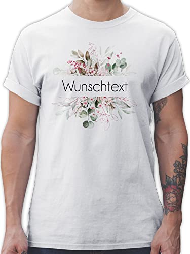 T-Shirt Herren - Aufdruck selbst gestalten - Wunschtext I Geschenk personalisiert I Geschenk Weihnachten - L - Weiß - Tshirt selber Bedrucken personalisierte Blume Shirt Bedruckte t-Shirts 4 zeilen von Geschenk mit Namen personalisiert by Shirtracer