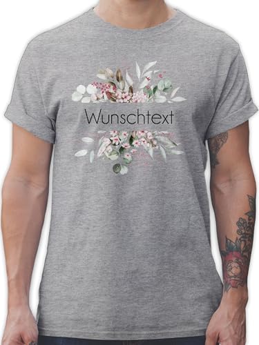 T-Shirt Herren - Aufdruck selbst gestalten - Wunschtext I Geschenk personalisiert I Geschenk Weihnachten - XL - Grau meliert - Tshirt selber Bedrucken personalisierte Blume Shirt Bedruckte t-Shirts von Geschenk mit Namen personalisiert by Shirtracer