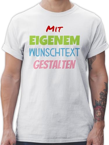 T-Shirt Herren - Aufdruck selbst gestalten - Wunschtext - XL - Weiß - Bedrucken Name Tshirt selber Text Shirts Bedruckt Lassen zum bearbeiten persönlichem Druck personalisierte individuell von Geschenk mit Namen personalisiert by Shirtracer