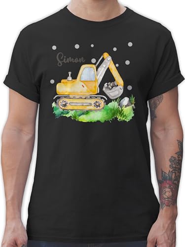 T-Shirt Herren - Bagger Baggerfahrer Geschenk - XL - Schwarz - Fahrzeug Fahrzeuge Shirt Baustelle baustellen Name Junge Kita und von Geschenk mit Namen personalisiert by Shirtracer