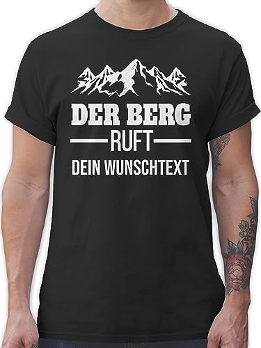 T-Shirt Herren - Der Berg Ruft - Wandern Geschenk - XL - Schwarz - Wanderer Berge Wander Bergen Wunschname bergmotiv von Geschenk mit Namen personalisiert by Shirtracer
