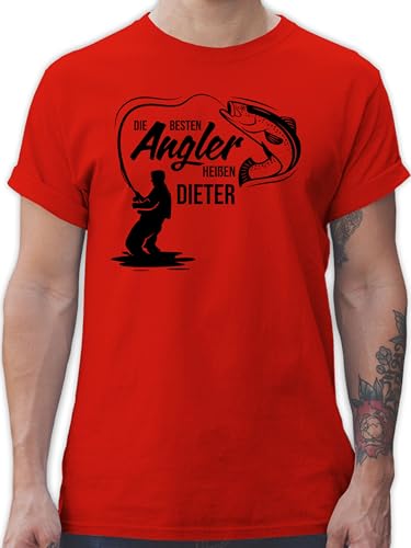 T-Shirt Herren - Die besten Angler heißen Name I Geschenk Angler I Vatertagsgeschenk Angeln I Angelzubehör personalisiert I Angelgeschenkideen I Angel Geschenk für Männer I Fischer - L - Rot von Geschenk mit Namen personalisiert by Shirtracer