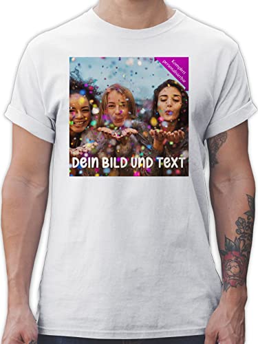 T-Shirt Herren - Foto eigenem Bild - Fotogeschenk - XL - Weiß - beschriftung und Fotos designen selbst selber bearbeiten gewünschte eigener Text Bedrucken vor Weihnachten ausgewählten dem von Geschenk mit Namen personalisiert by Shirtracer