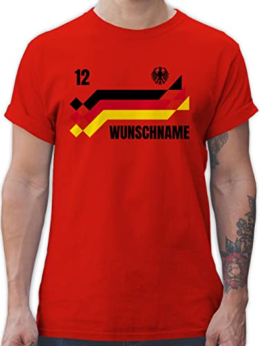 T-Shirt Herren - 2024 Fussball EM Fanartikel - Deutschland Trikot mit Name und Nummer Germany - XL - Rot - Deutschland. Tshirt Shirt fußball wm Fan t männer 24 Flagge personalisiertes Wunschname von Geschenk mit Namen personalisiert by Shirtracer